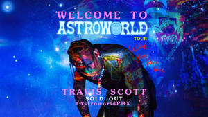 Travis Scott 出現在為他售罄的 Astroworld 巡迴演唱會而設的宇宙主題演唱會海報中。