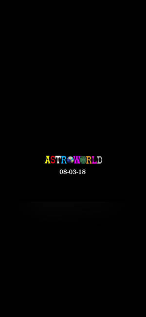 黑色背景上帶有日期的彩色AstroWorld標誌