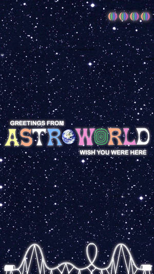 帶有AstroWorld標誌和過山車輪廓的星空。