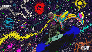 太空人在色彩繽紛的星系場景中衝浪宇宙波浪。 — 朗尼·麥 壁紙