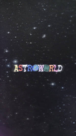 色彩繽紛的「ASTROWORLD」文字漂浮在滿是星星的星系中。