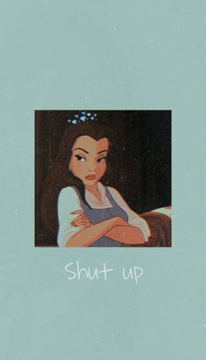 一個動漫風格的女人，雙臂交叉，表情嚴肅，下方有文字「Shut up」。