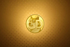 金色Dogecoin標誌喺有紋理背景上發光。