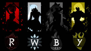 動漫角色剪影，背景為彩色，下方有 RWBY 字母。
