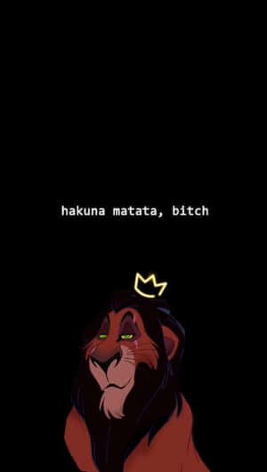 一隻動漫獅子，眼睛和皇冠發光，文字寫著 hakuna matata bitch。 — 獅子王 GIF 壁紙