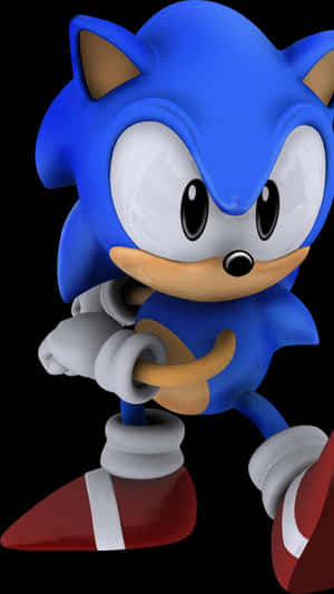 Sonic the Hedgehog 奔跑，藍色毛髮、紅色鞋子、白色手套。