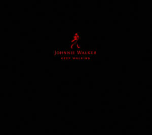 黑色背景上的紅色 Johnnie Walker Keep Walking 標誌 — 紅色 壁紙
