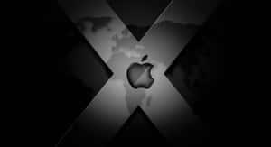 Apple標誌被X框住，置於灰階世界地圖之上。