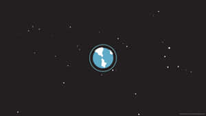 一個藍色地球圖示漂浮在黑暗星空背景上。