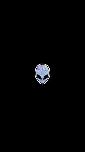 黑色背景上發光的彩虹色外星人頭像圖標