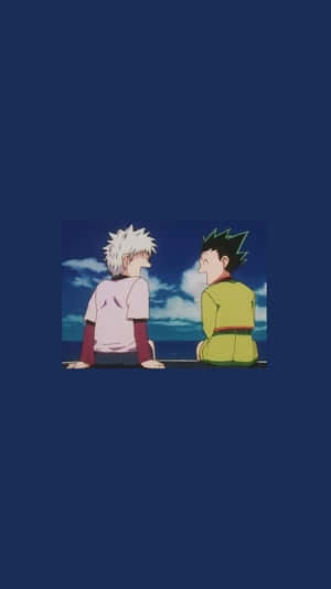兩個動漫男孩坐在一起看著天空