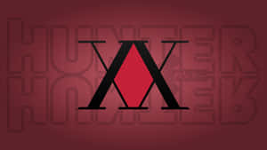 黑色X，中心有紅色菱形，在紋理紅色背景上帶有模糊文字。