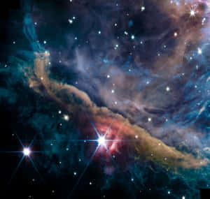 充滿活力的宇宙星雲，帶有發光的星星和旋轉的青綠色深紅色雲層，在深空中。 — 太空 壁紙