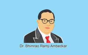 Bhimrao Ramji Ambedkar 博士身穿西裝和紅色領帶的肖像插圖，藍色背景。