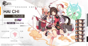 來自《碧藍航線》的動畫角色海咲，手持長杖騎乘龍主題戰艦。