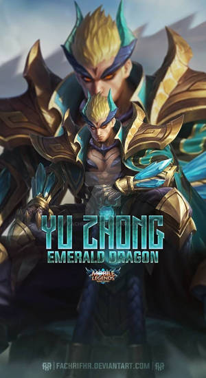 Yu Zhong Emerald Dragon 遊戲角色身穿戰鬥盔甲，眼睛發光。