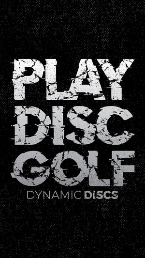 黑色背景上帶有破裂字母的 play disc golf 文字圖形