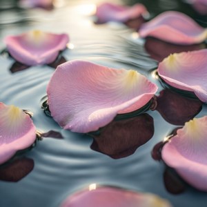 浪漫的淺粉玫瑰花瓣輕輕漂浮在水面上。 — 淺粉紅色 壁紙