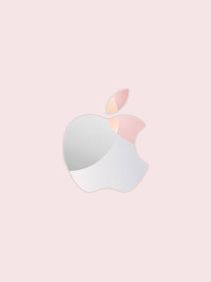 在柔和粉色背景上帶有粉彩漸變的Apple標誌 — 玫瑰金 iPhone 壁紙