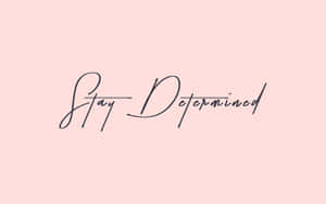 勵志名言 Stay Determined 以優雅黑色草書寫在粉紅色背景上