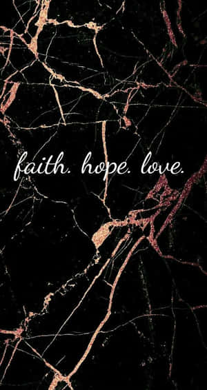 黑色大理石背景配金色紋理和白色文字 faith hope love