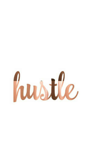 玫瑰金色草書 hustle 於白色背景