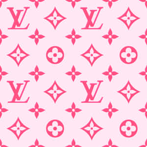 粉紅色 Louis Vuitton 字母組合圖案牆紙設計。 — 玫瑰金風格 壁紙