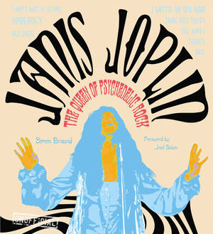Janis Joplin 插圖，高舉雙手和迷幻文字 — Honor Magic V 壁紙