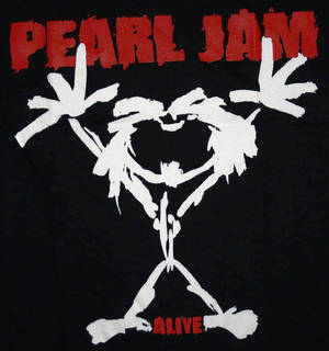 Pearl Jam Alive 樂隊T恤，帶有白色圖形和紅色文字。 — Honor Magic V 壁紙