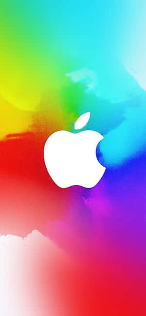 彩色水彩背景上的白色Apple標誌