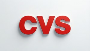 白色背景上帶柔和陰影的紅色3D CVS標誌。