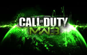 Call of Duty MW3 遊戲標誌，帶有發光綠色星球和能量效果。