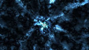 一個發光的藍色宇宙星雲，帶有黑暗旋轉的雲層。