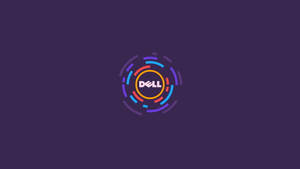 Dell 標誌，在紫色背景上帶有色彩繽紛的圓形設計