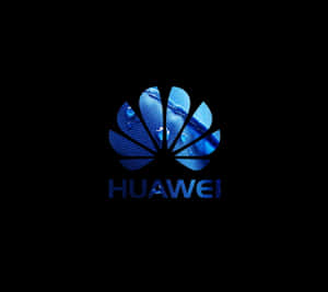 藍色Huawei標誌，在黑色背景上帶有水珠效果。 — Huawei 壁紙