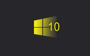 Windows 10 標誌在深色背景上帶有黃色漸變