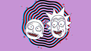 Rick 和 Morty 卡通人物在色彩繽紛的漩渦中露出狂野表情。