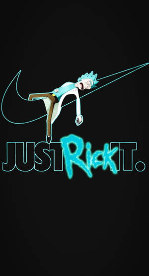 瑞克·桑切斯在Nike swoosh標誌內帶有「JUST RICK IT.」文字。