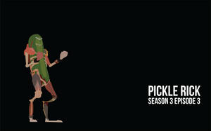 Pickle Rick 角色以戰鬥姿勢呈現，節目標題文字位於黑色背景上。