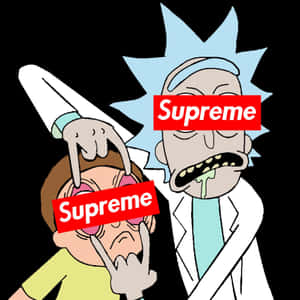 眼睛上有Supreme標誌的Rick和Morty。