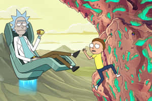 Rick 食緊墨西哥卷，而 Morty 爬緊發光嘅外星懸崖。 — 卡通網絡角色 壁紙
