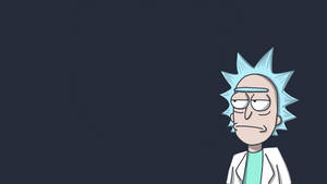 卡通角色 Rick Sanchez 藍色頭髮穿實驗室外套，看起來很疲憊。