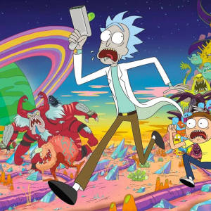 瑞克和莫蒂在怪異的外星星球上逃離怪物般的外星人。