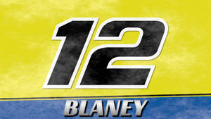 賽車號碼12，帶有名字Blaney，位於黃色和藍色背景上。