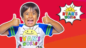 小孩豎起兩個大拇指，穿著Ryan's World T恤，帶有節目標誌