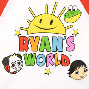 Ryan's World標誌，帶有卡通太陽、青蛙、熊貓和Ryan在T恤上。