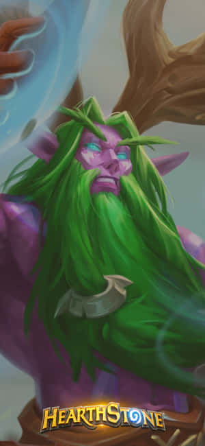 Hearthstone 精靈法師，綠髮引導藍色魔法。 — Honor X6e 壁紙