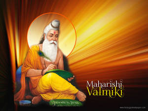 Maharishi Valmiki用孔雀羽毛筆書寫神聖經文。