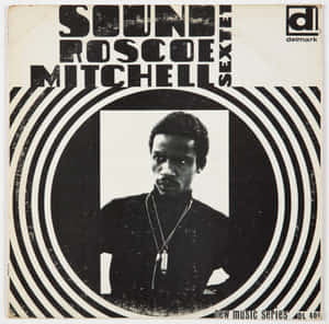Roscoe Mitchell 的黑白肖像，在爵士專輯封面上被同心圓框住。 — 美學圖案 壁紙
