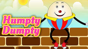 卡通 Humpty Dumpty 坐在磚牆上，面帶微笑，穿著色彩繽紛的服裝。 — 妖精尾巴 壁紙
